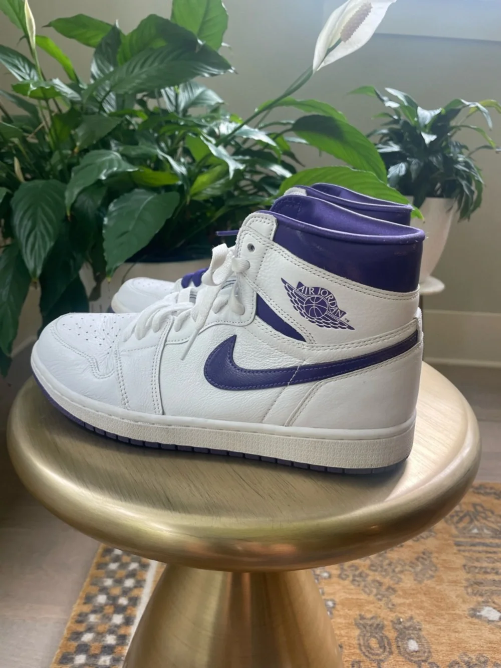 Nike Air Jordan w COA 1 Retro High OG Court Purple Women’s Sz 10 CD0461-151 - Picture 3 of 11